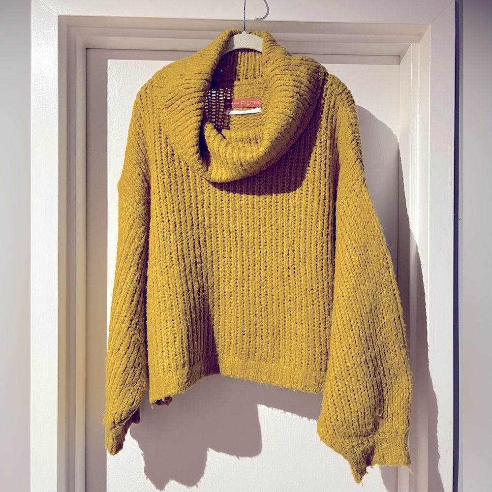 Anthropologie Chartreuse Yellow Green Oversized Sweater, Size L
